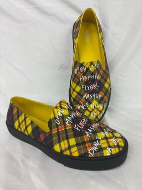 Melissa Yellow Plaid Ground Slip-Ons {NWOT}